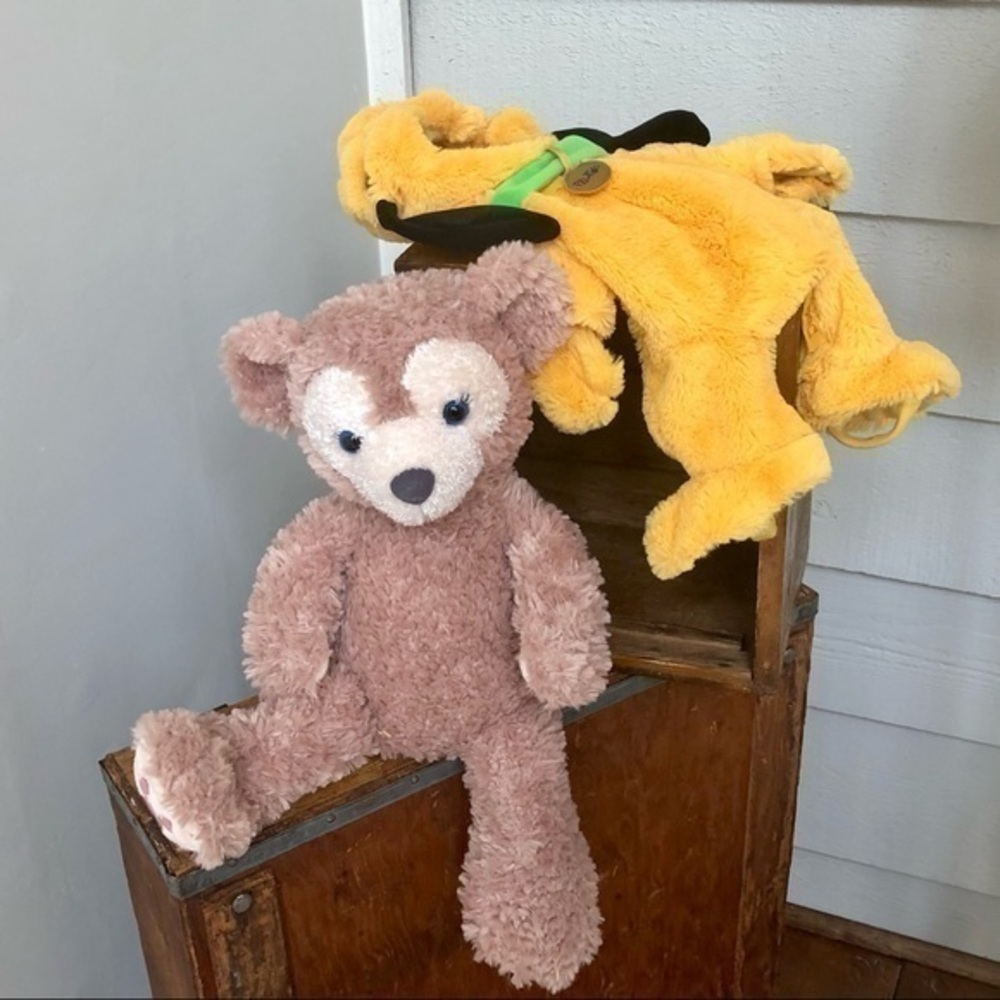 DISNEY Parks Plush ShellieMae Bear with Removable Duffey Pluto Costume